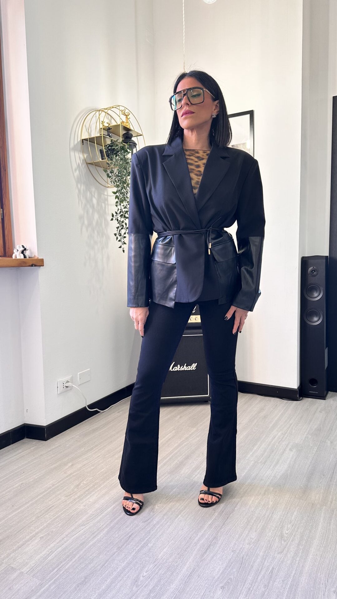 GIACCA CON INSERTI IN ECOPELLE