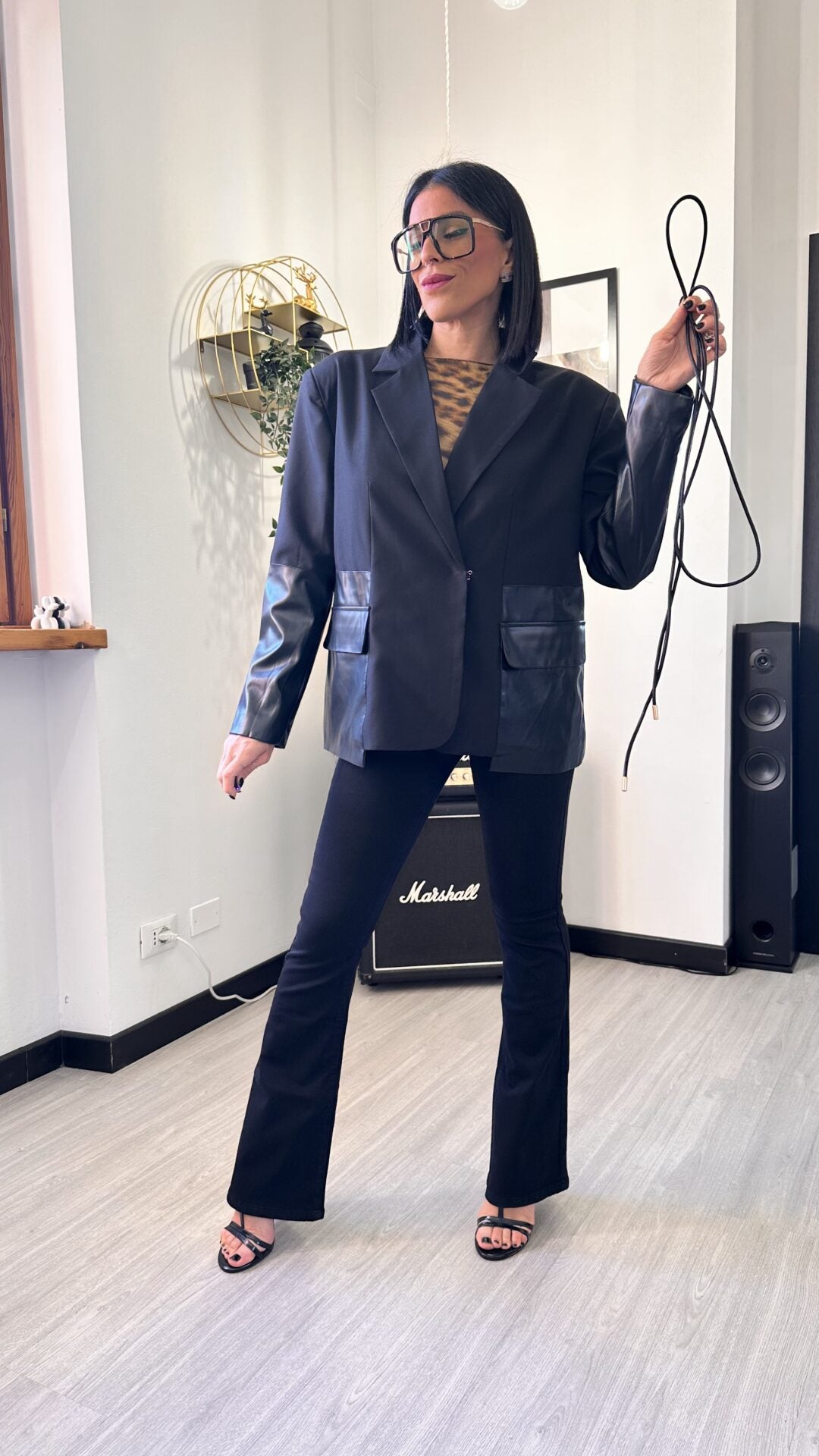 GIACCA CON INSERTI IN ECOPELLE