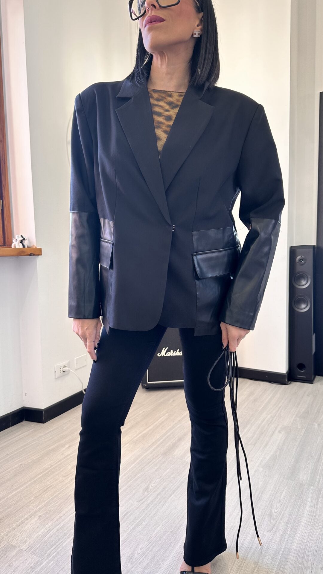 GIACCA CON INSERTI IN ECOPELLE