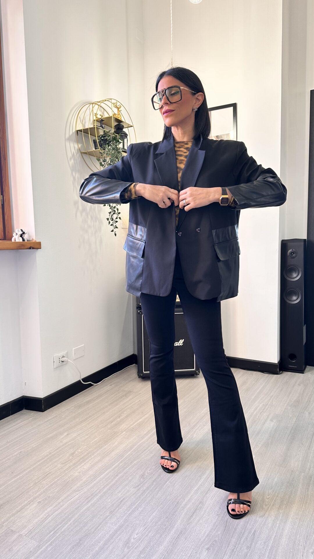 GIACCA CON INSERTI IN ECOPELLE