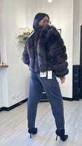 PELLICCIA MANICA LUNGA MARRONE