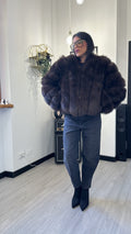 PELLICCIA MANICA LUNGA MARRONE