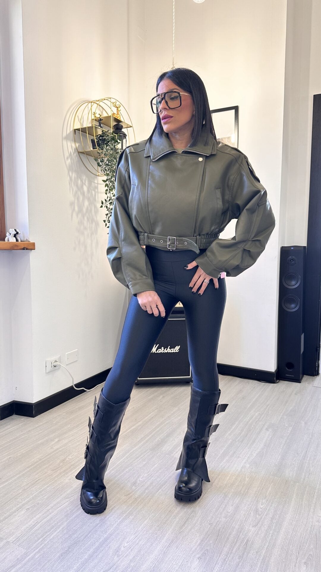 BOMBER IN ECOPELLE VERDE