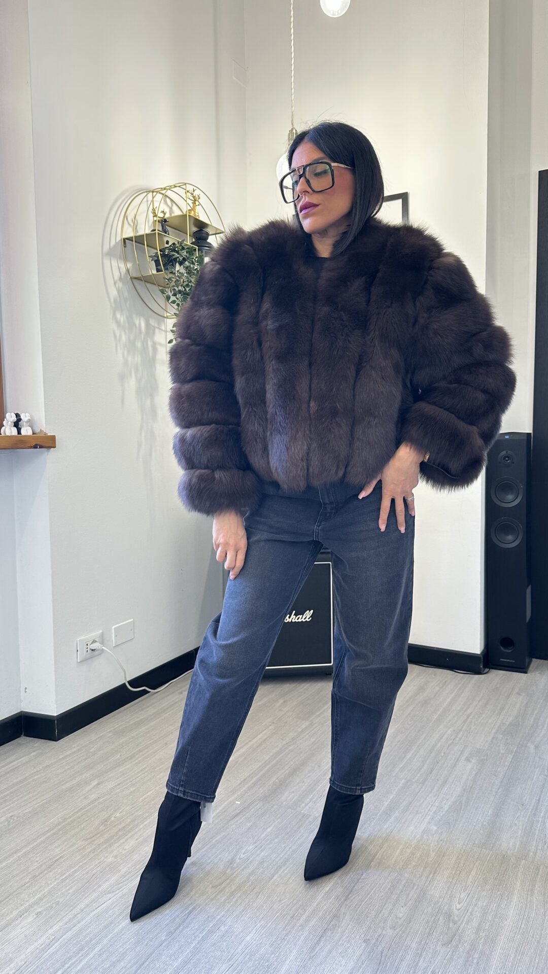 PELLICCIA MANICA LUNGA MARRONE