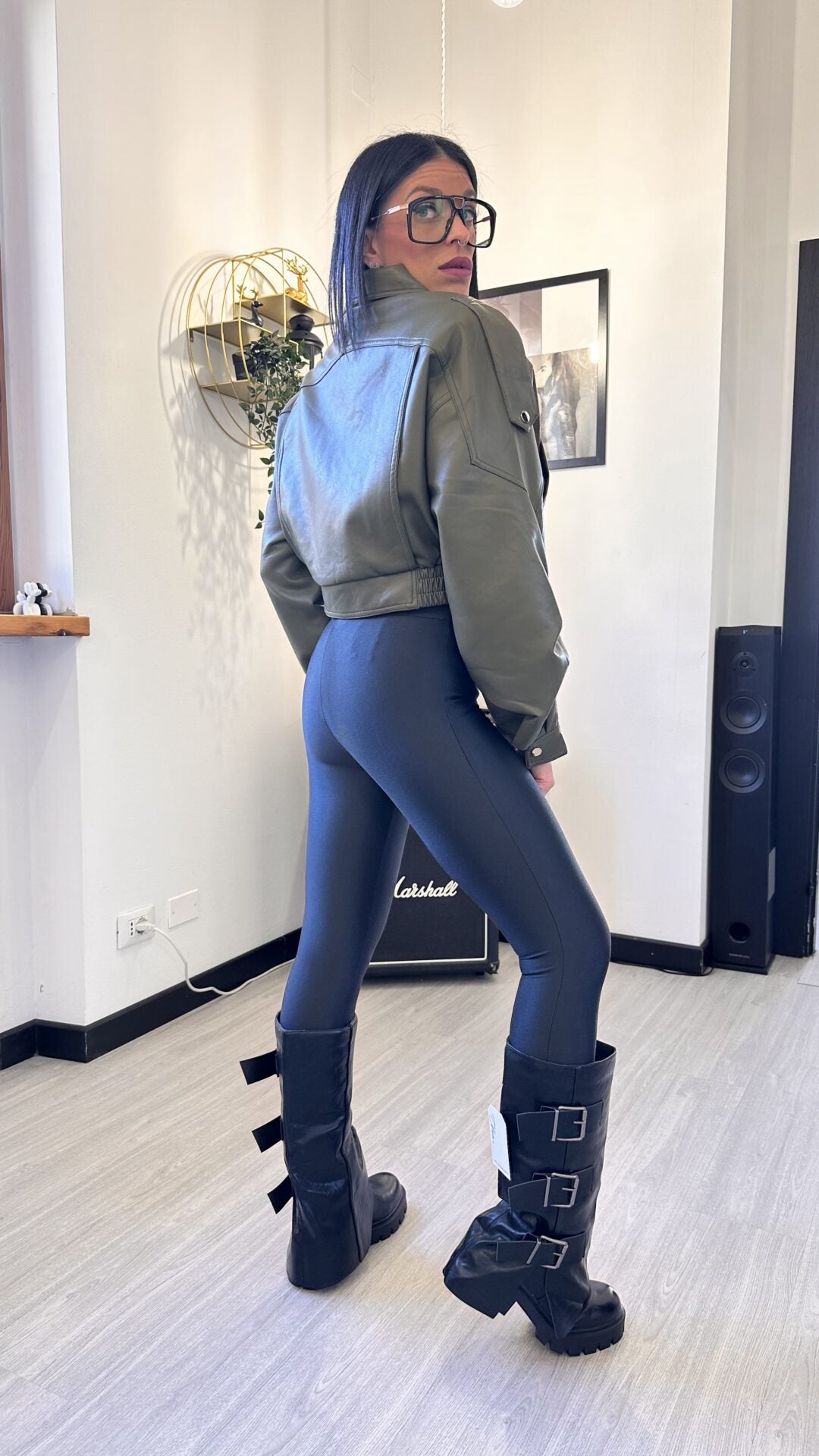 BOMBER IN ECOPELLE VERDE
