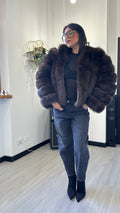 PELLICCIA MANICA LUNGA MARRONE