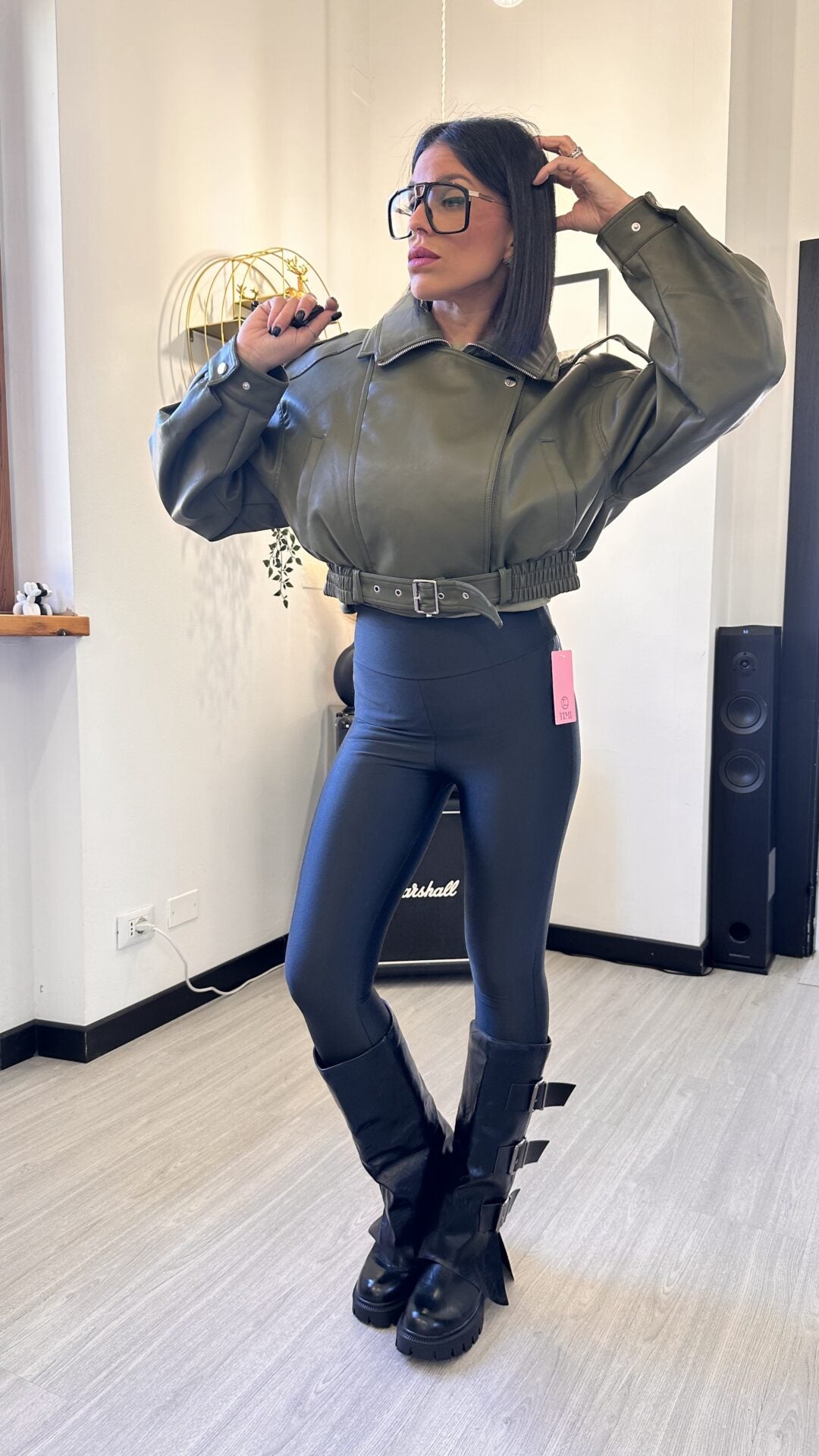 BOMBER IN ECOPELLE VERDE