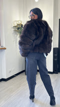PELLICCIA MANICA LUNGA MARRONE