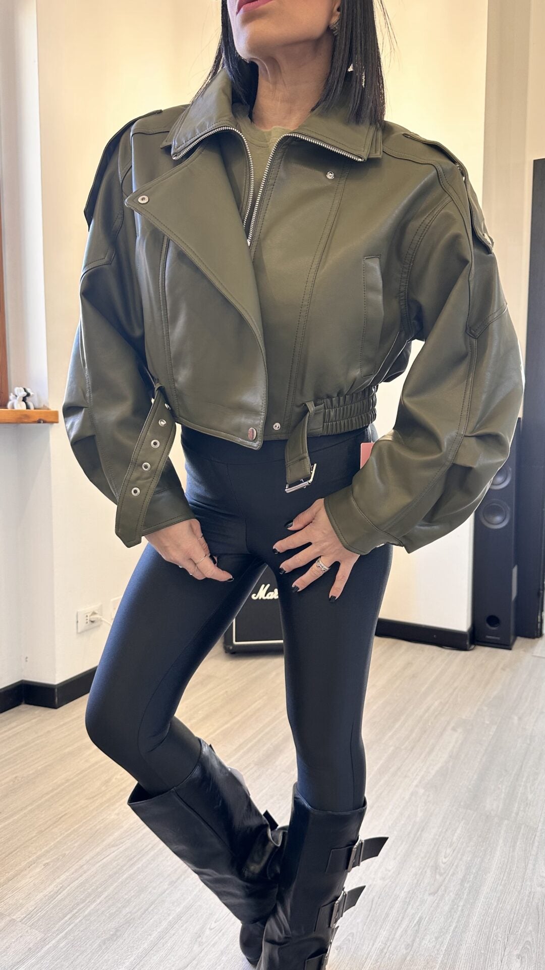 BOMBER IN ECOPELLE VERDE