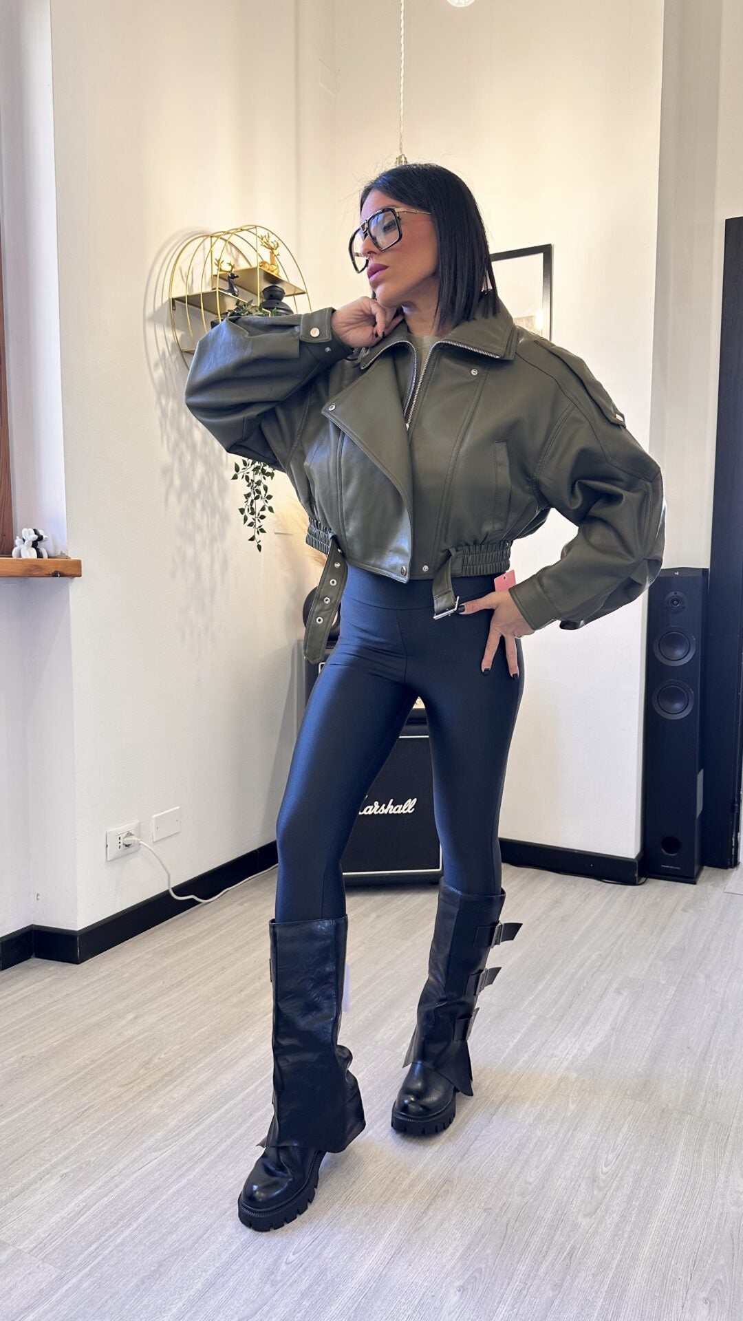 BOMBER IN ECOPELLE VERDE