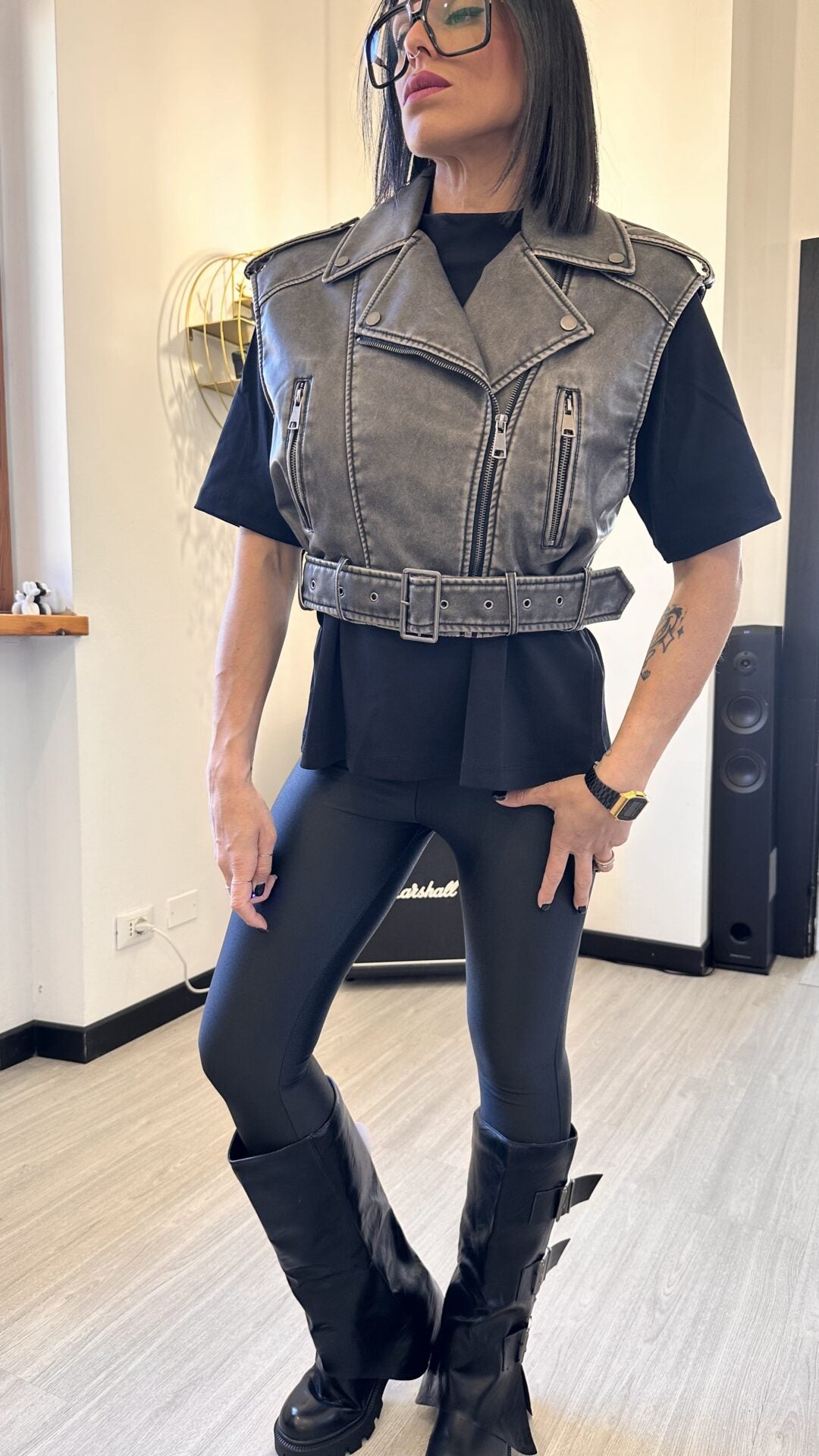 CHIODO GRIGIO SMANICATO