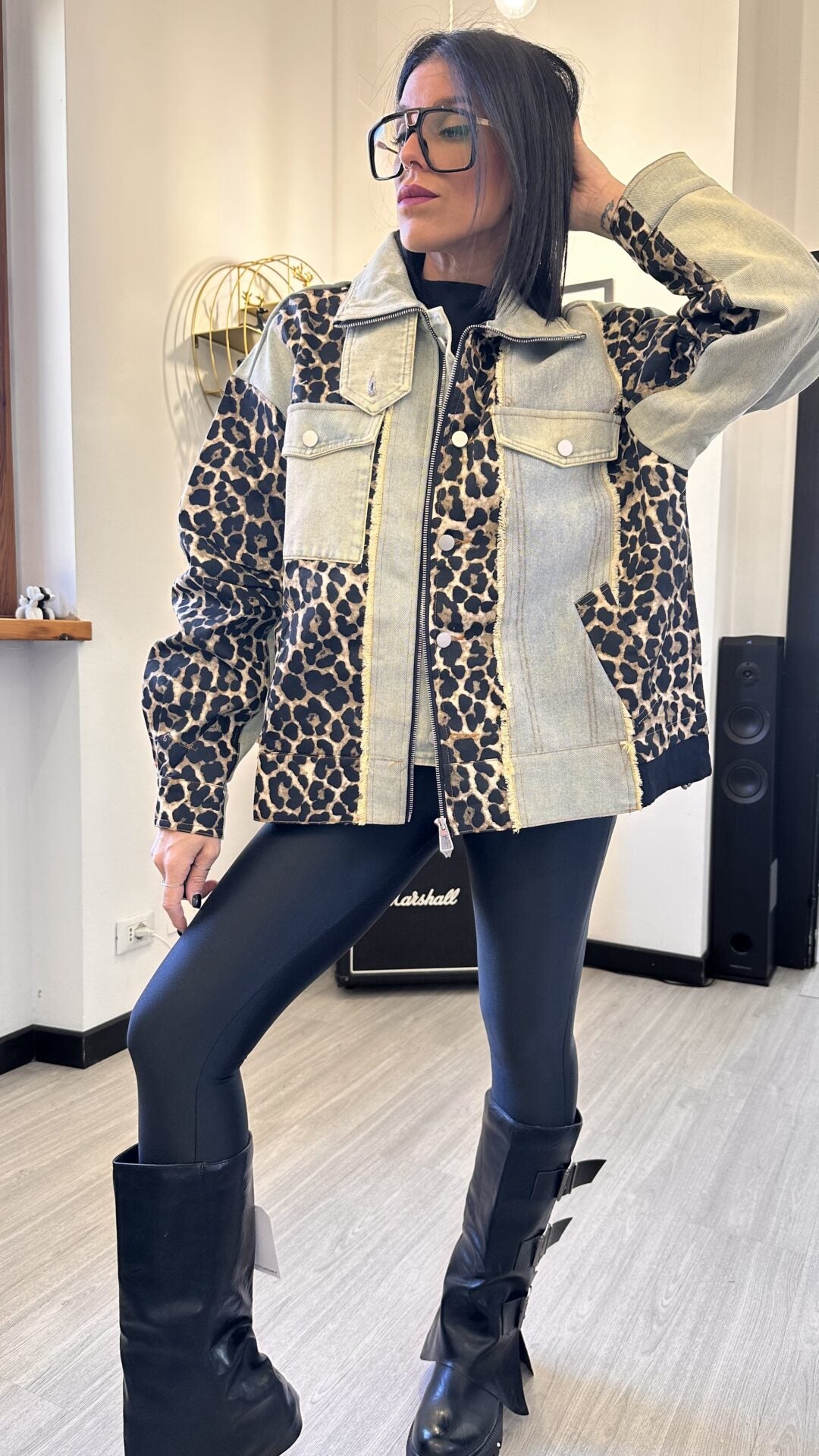 GIACCA DI JEANS-LEOPARD NATIONAL