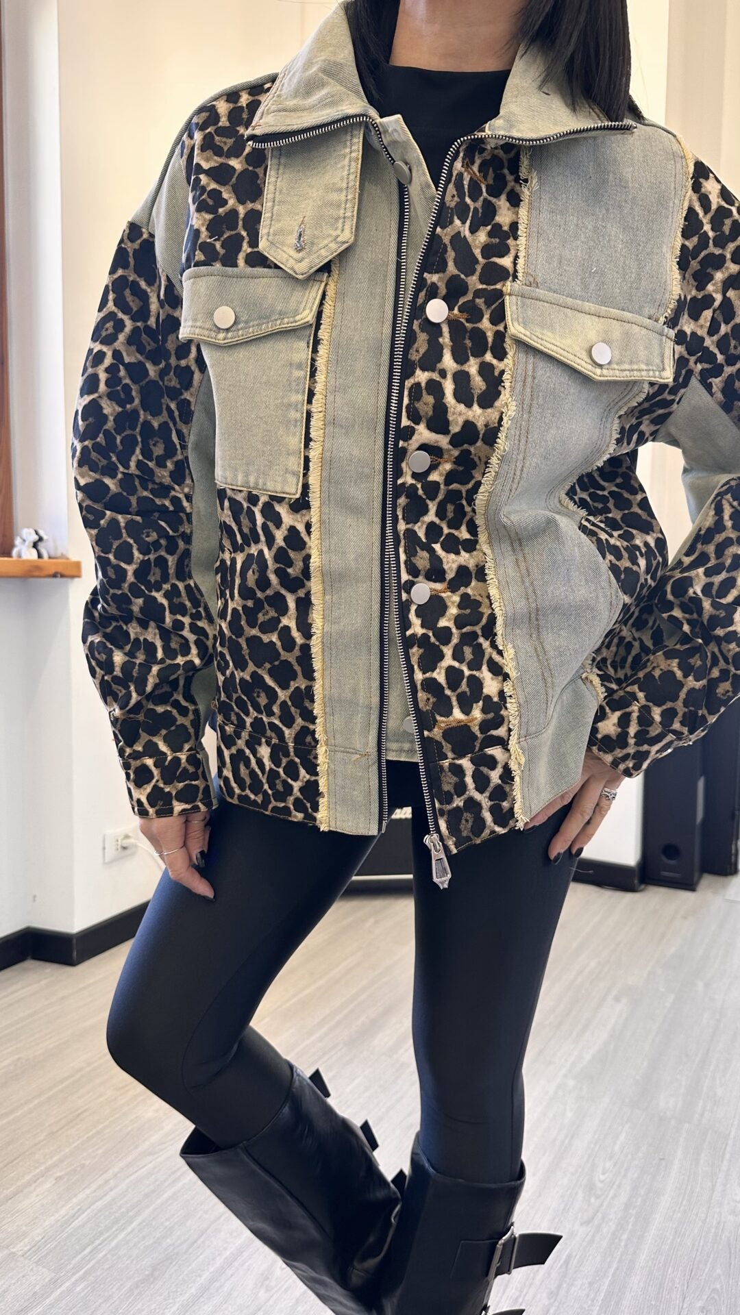 GIACCA DI JEANS-LEOPARD NATIONAL