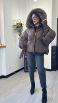 BOMBER OVER CON PELO MARRONE