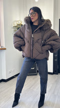 BOMBER OVER CON PELO MARRONE