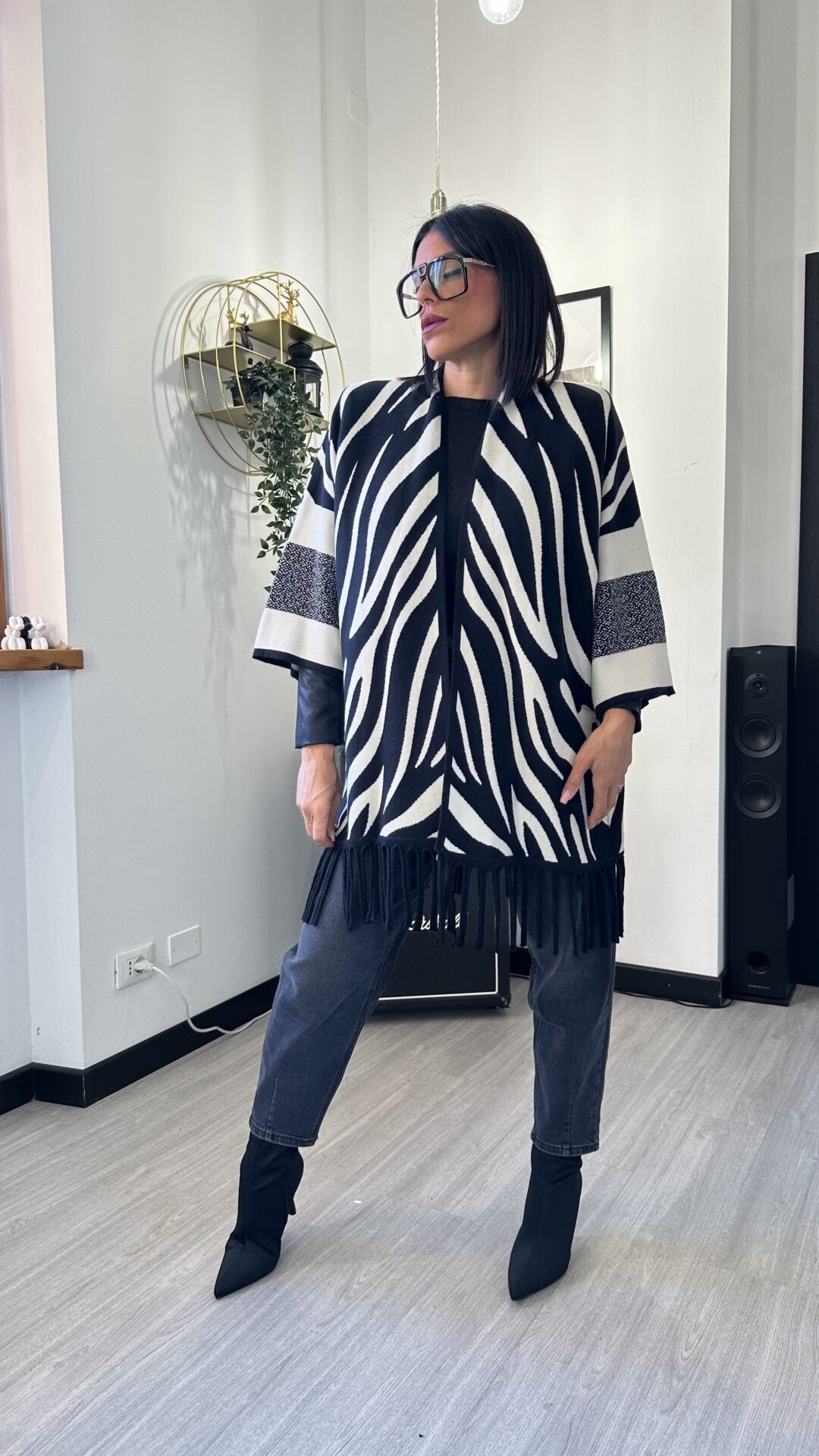 CARDIGAN ZEBRATO BIANCO