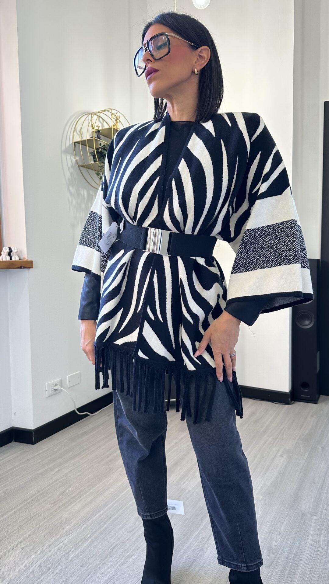CARDIGAN ZEBRATO BIANCO