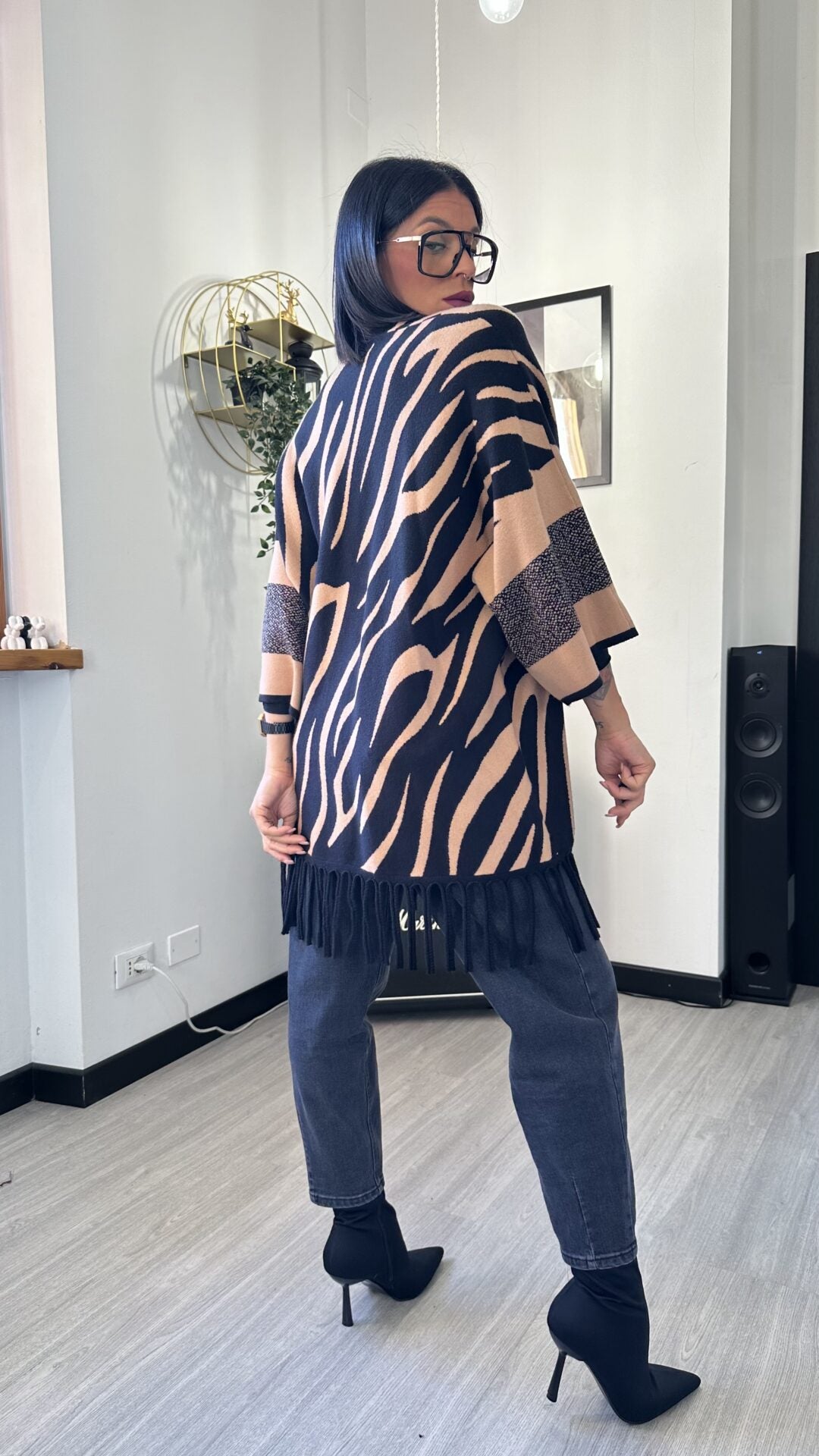 CARDIGAN ZEBRATO CAMMELLO