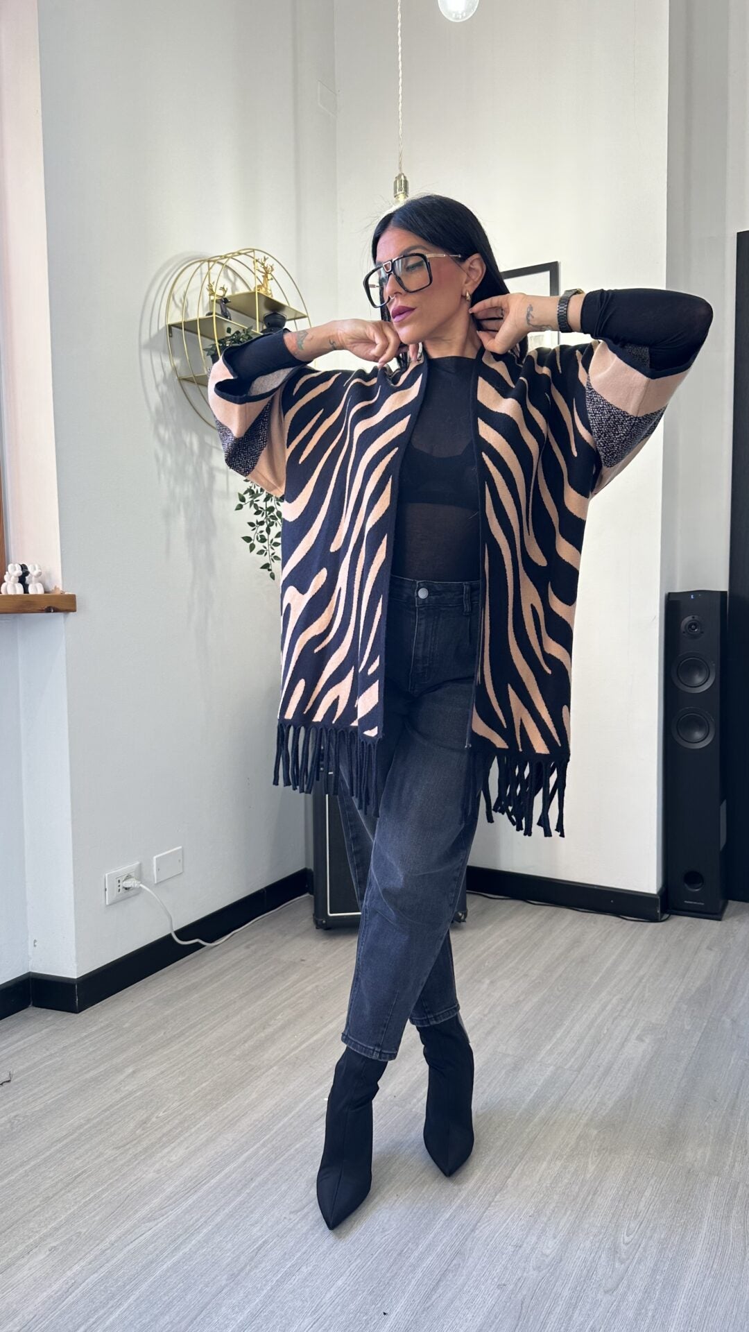 CARDIGAN ZEBRATO CAMMELLO