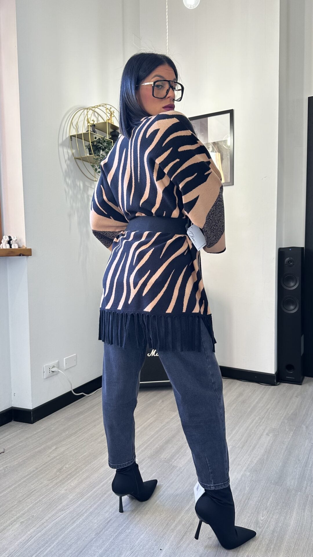CARDIGAN ZEBRATO CAMMELLO