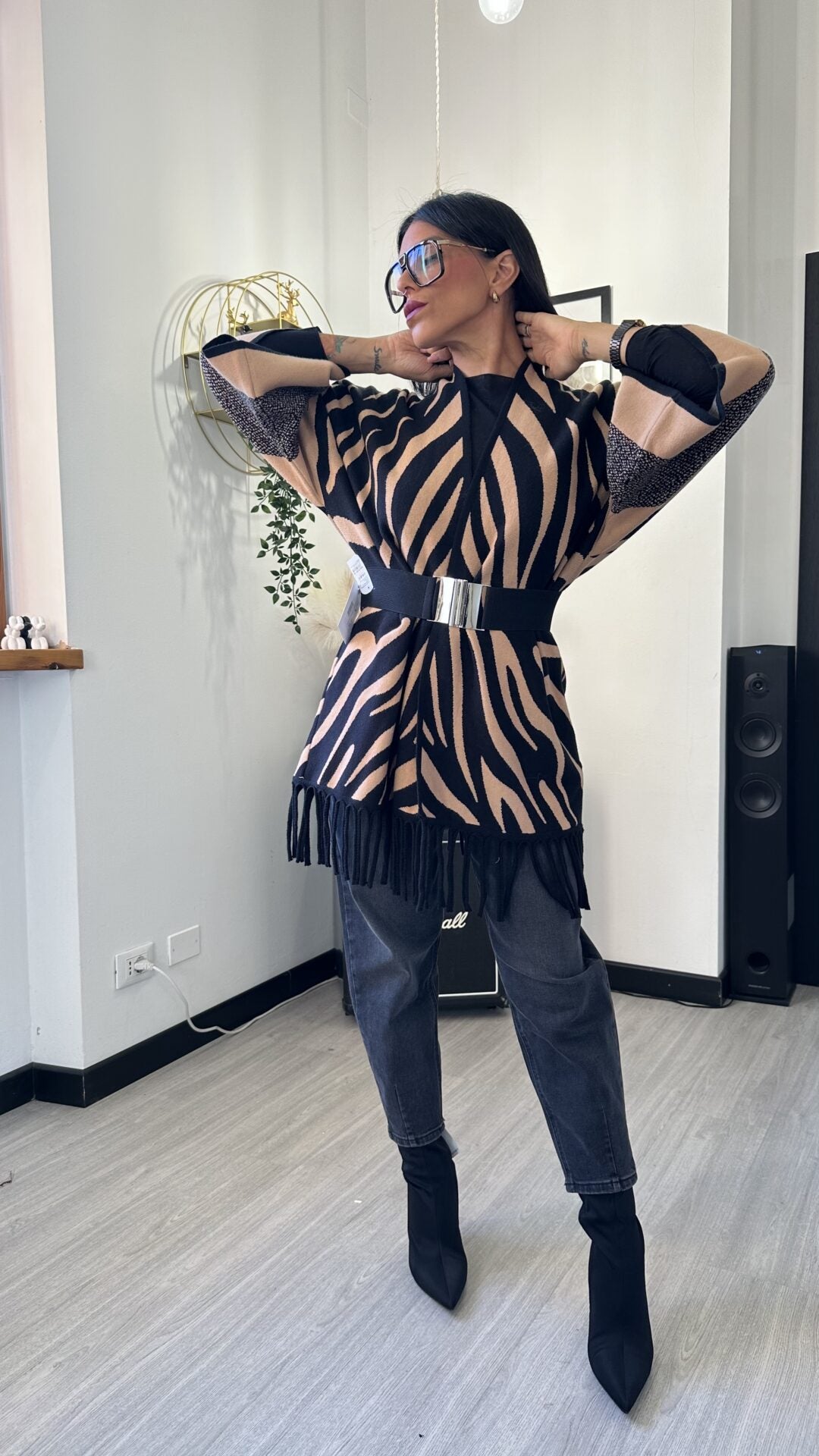 CARDIGAN ZEBRATO CAMMELLO