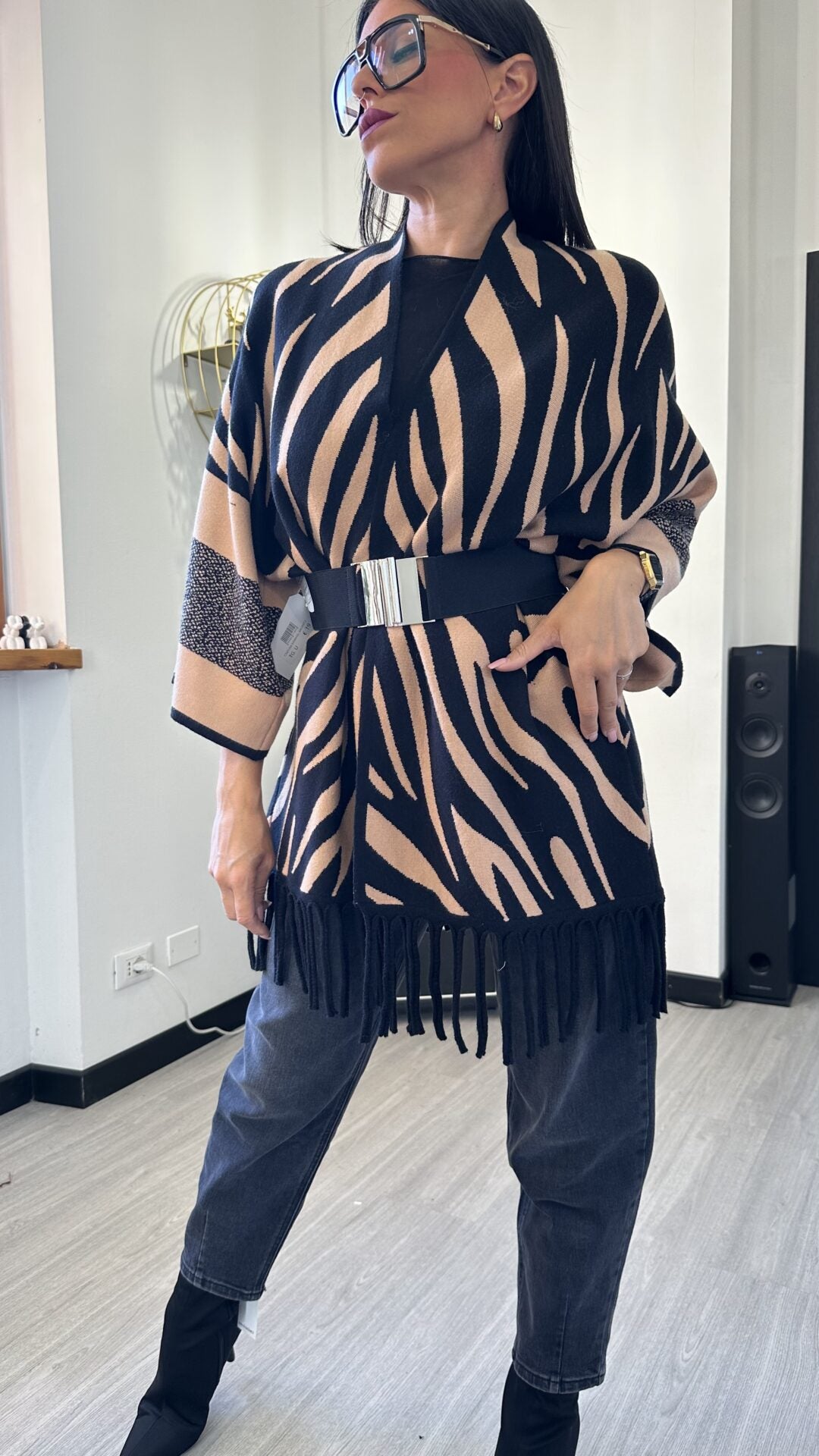 CARDIGAN ZEBRATO CAMMELLO