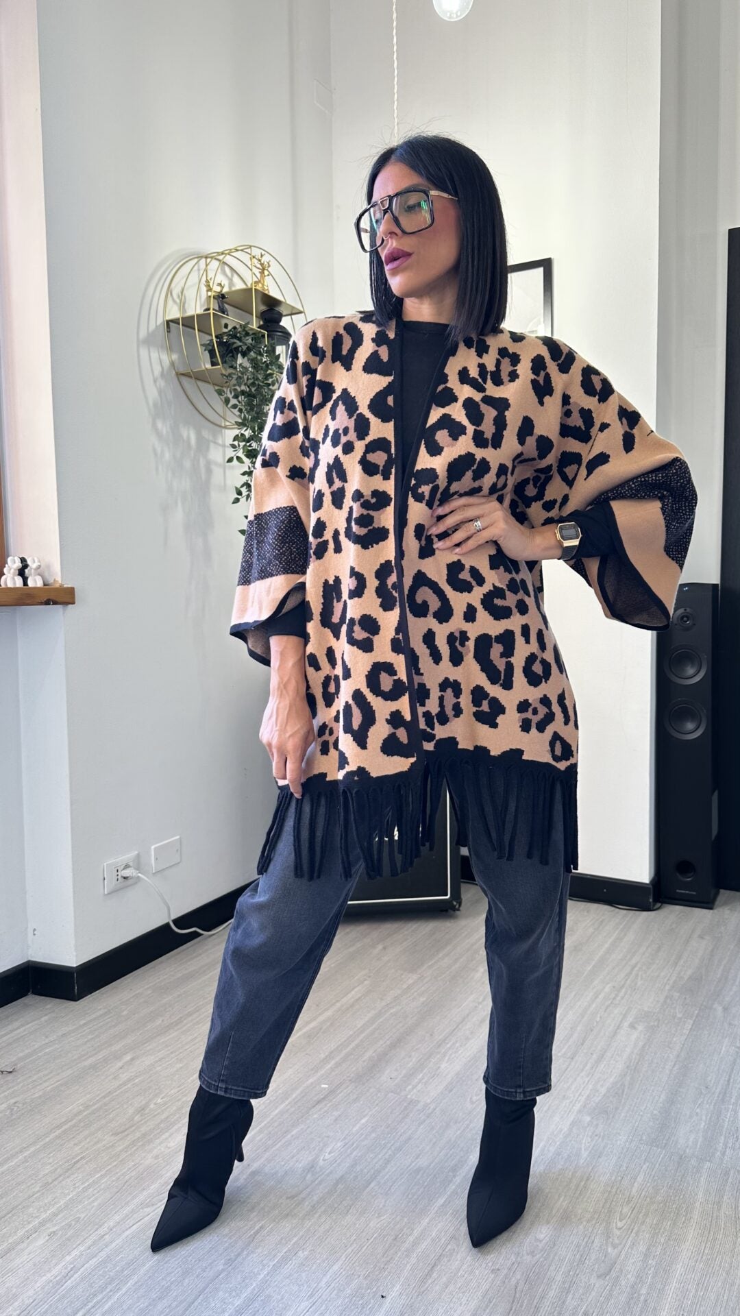 CARDIGAN LEOPARDATO CAMMELLO