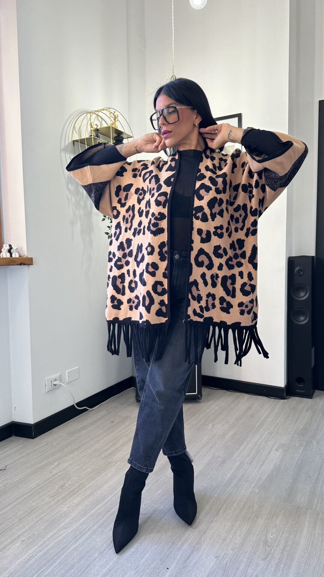 CARDIGAN LEOPARDATO CAMMELLO