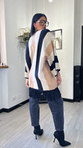 CARDIGAN A RIGHE CAMMELLO