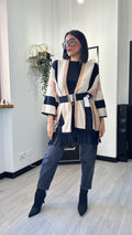 CARDIGAN A RIGHE CAMMELLO