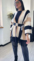 CARDIGAN A RIGHE CAMMELLO