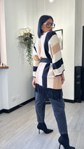 CARDIGAN A RIGHE CAMMELLO