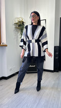 CARDIGAN A RIGHE GRIGIO