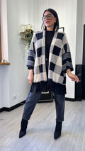 CARDIGAN A SCACCHI BIANCO