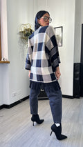 CARDIGAN A SCACCHI BIANCO