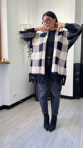 CARDIGAN A SCACCHI BIANCO
