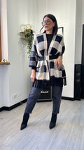 CARDIGAN A SCACCHI BIANCO