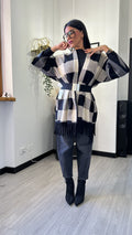 CARDIGAN A SCACCHI BIANCO