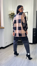 CARDIGAN A SCACCHI CAMMELLO