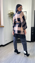 CARDIGAN A SCACCHI CAMMELLO
