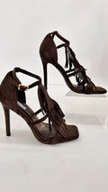 SANDALO ALTO CON FRANGE MARRONE