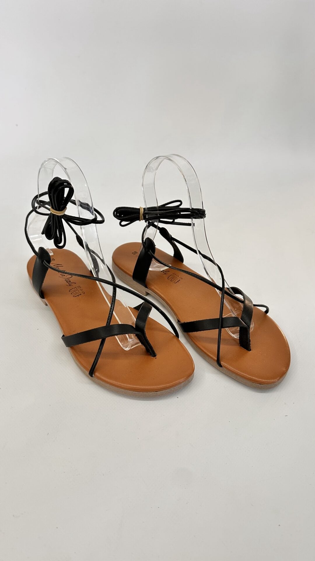 SANDALO ALLA SCHIAVA VERA PELLE NERO