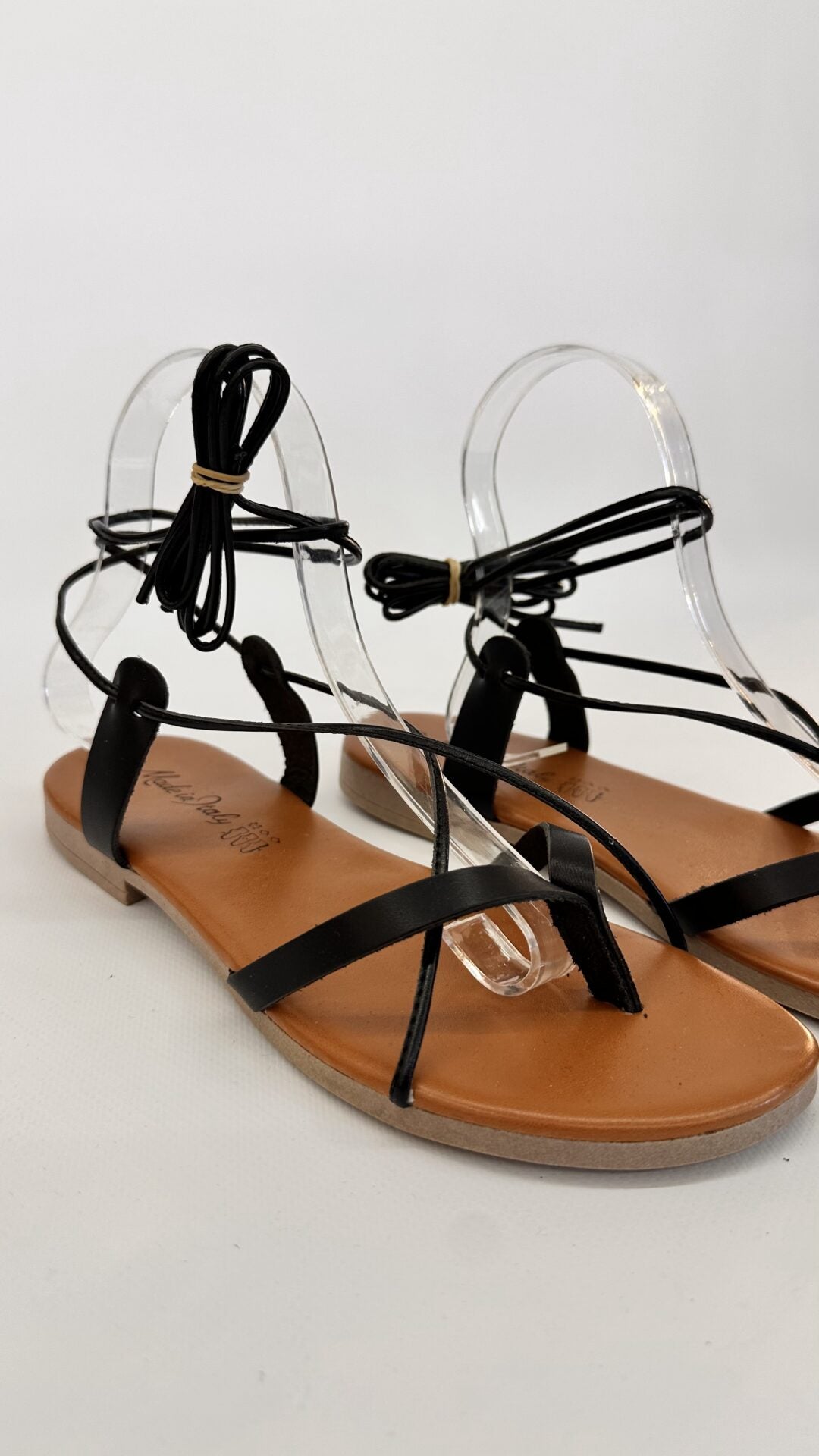 SANDALO ALLA SCHIAVA VERA PELLE NERO