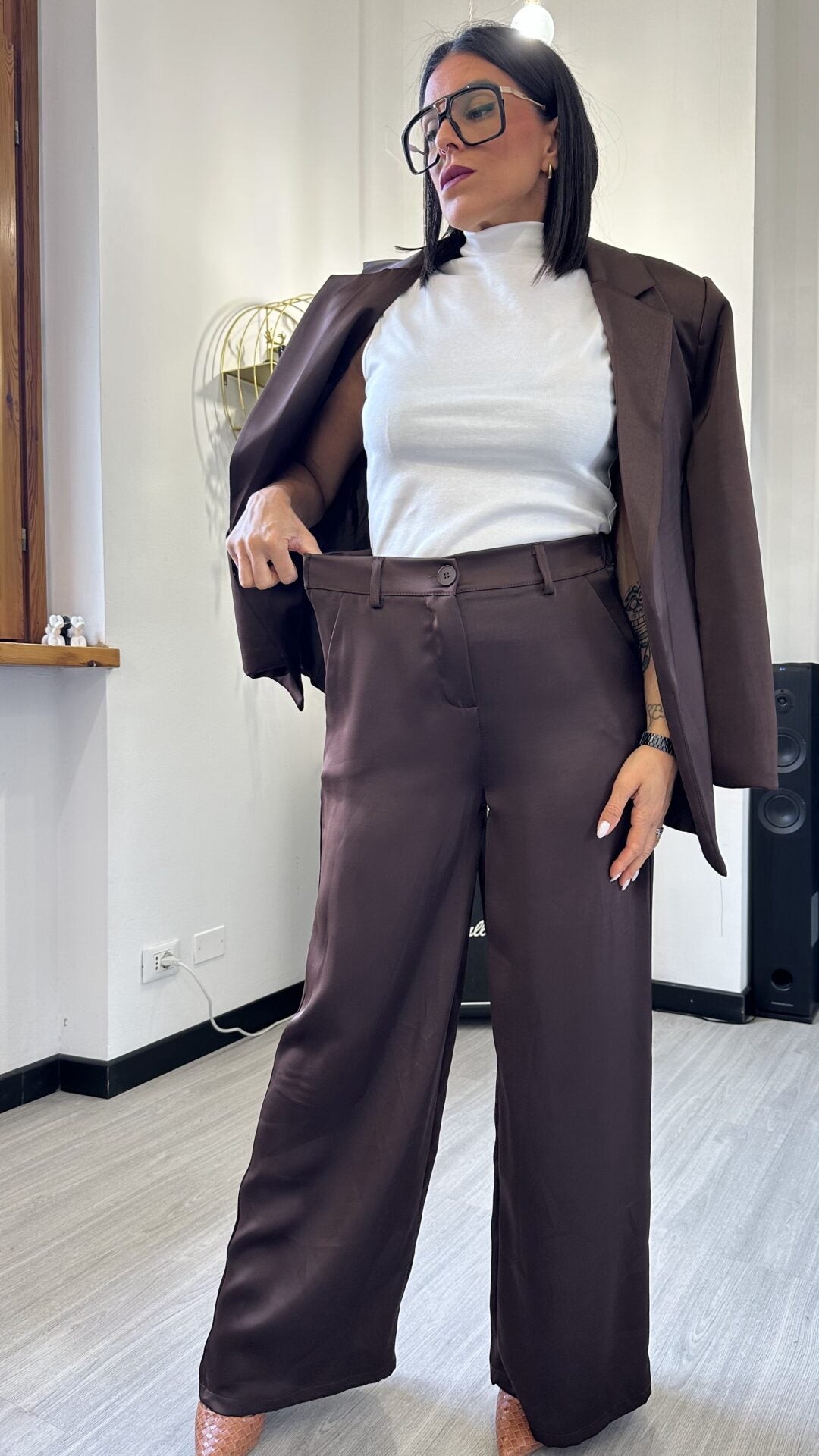 TAILLEUR SATIN MARRONE