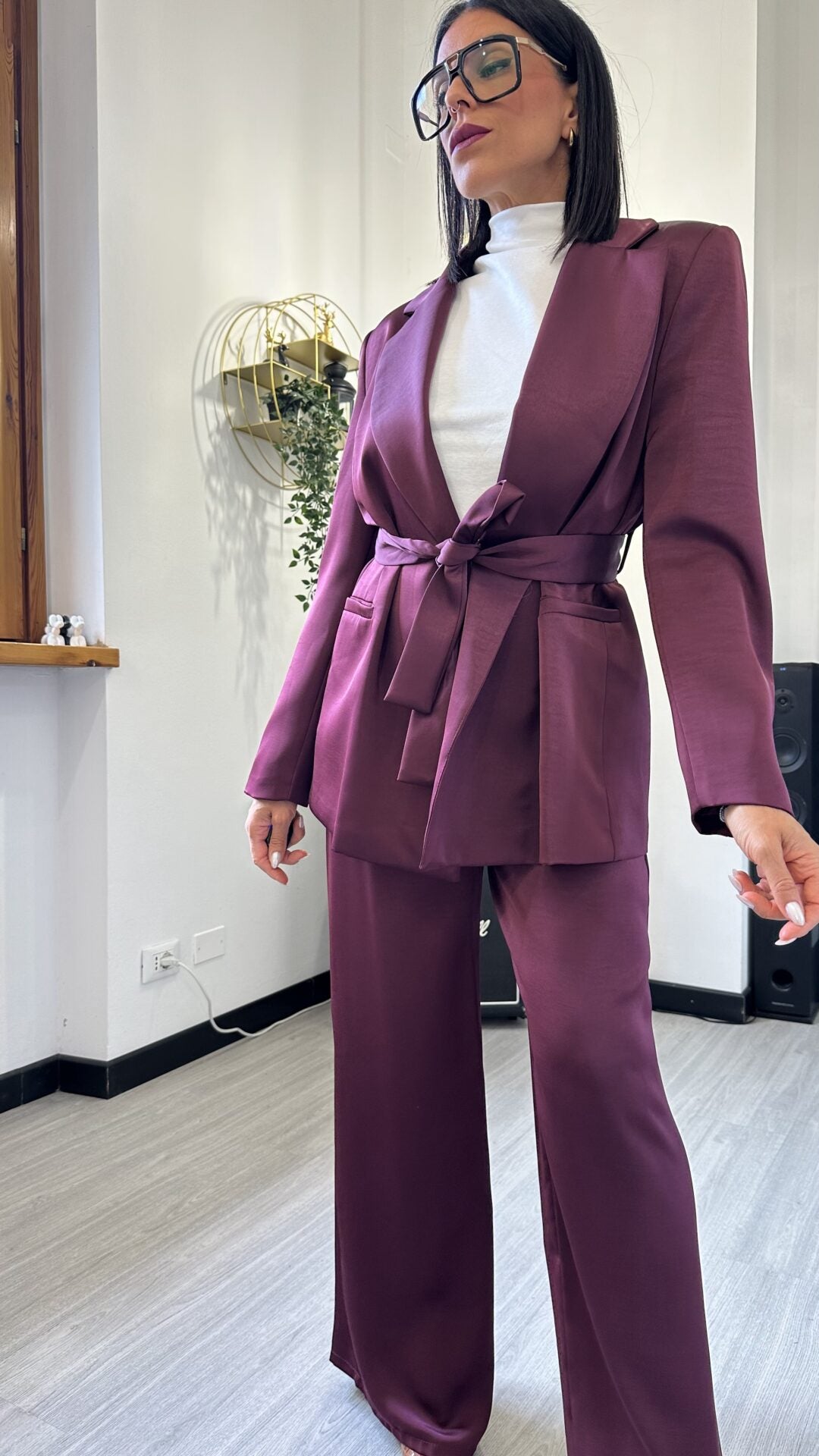 TAILLEUR SATIN BORDEAUX