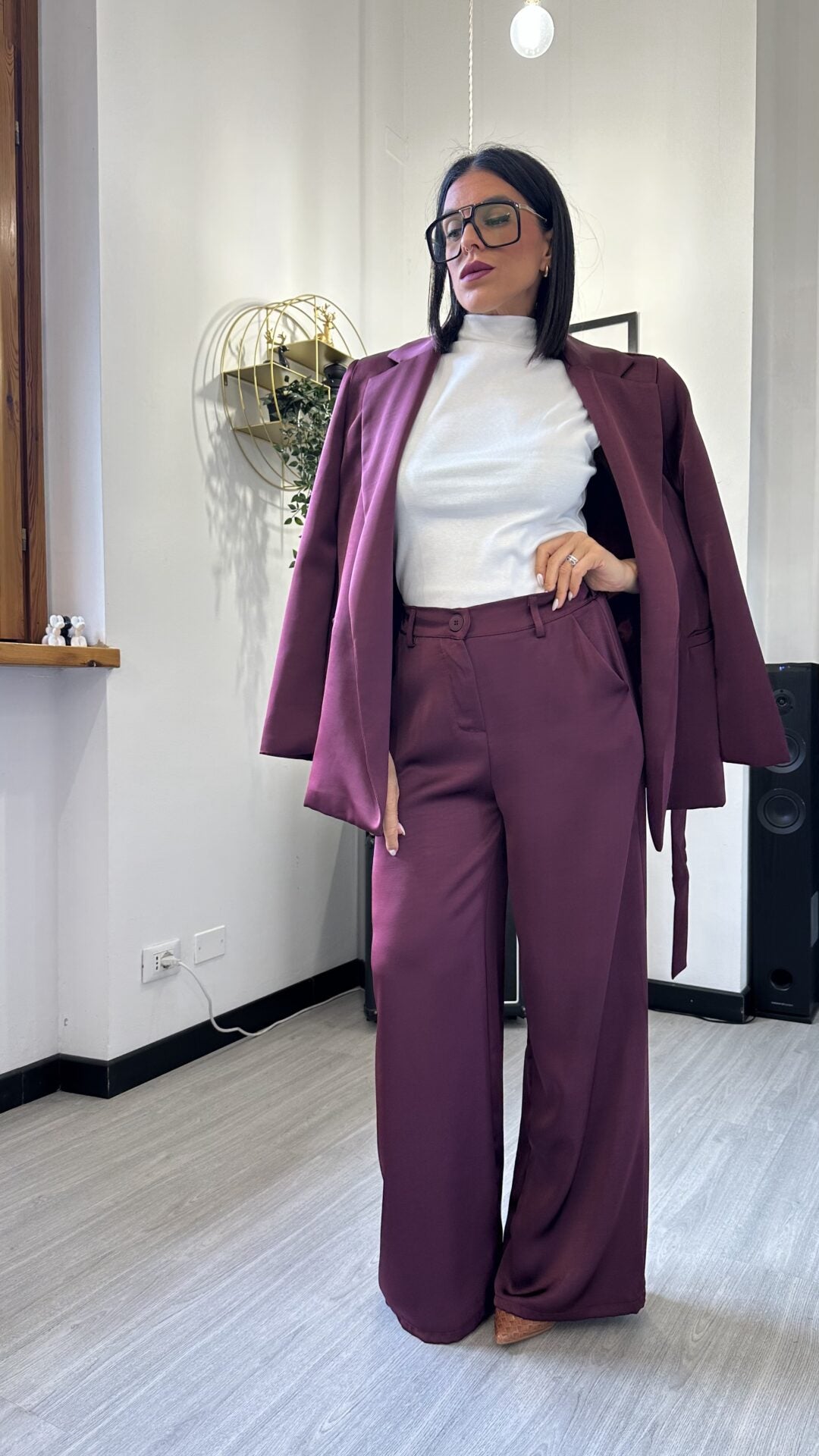 TAILLEUR SATIN BORDEAUX