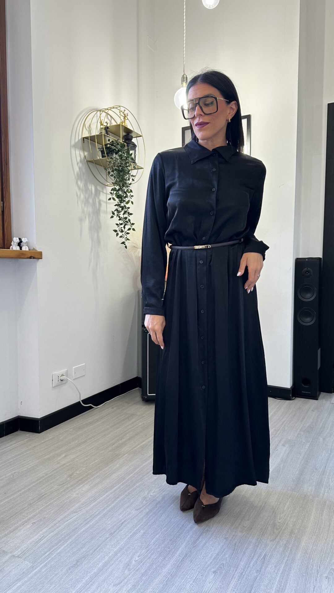 CAMICIONE SATINATO NERO