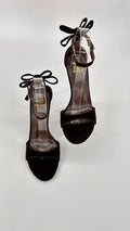 SANDALI IN VELLUTO CON FIOCCO SUL RETRO BROWN
