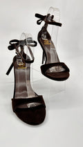 SANDALI IN VELLUTO CON FIOCCO SUL RETRO BROWN