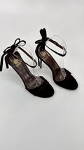 SANDALI IN VELLUTO CON FIOCCO SUL RETRO BROWN